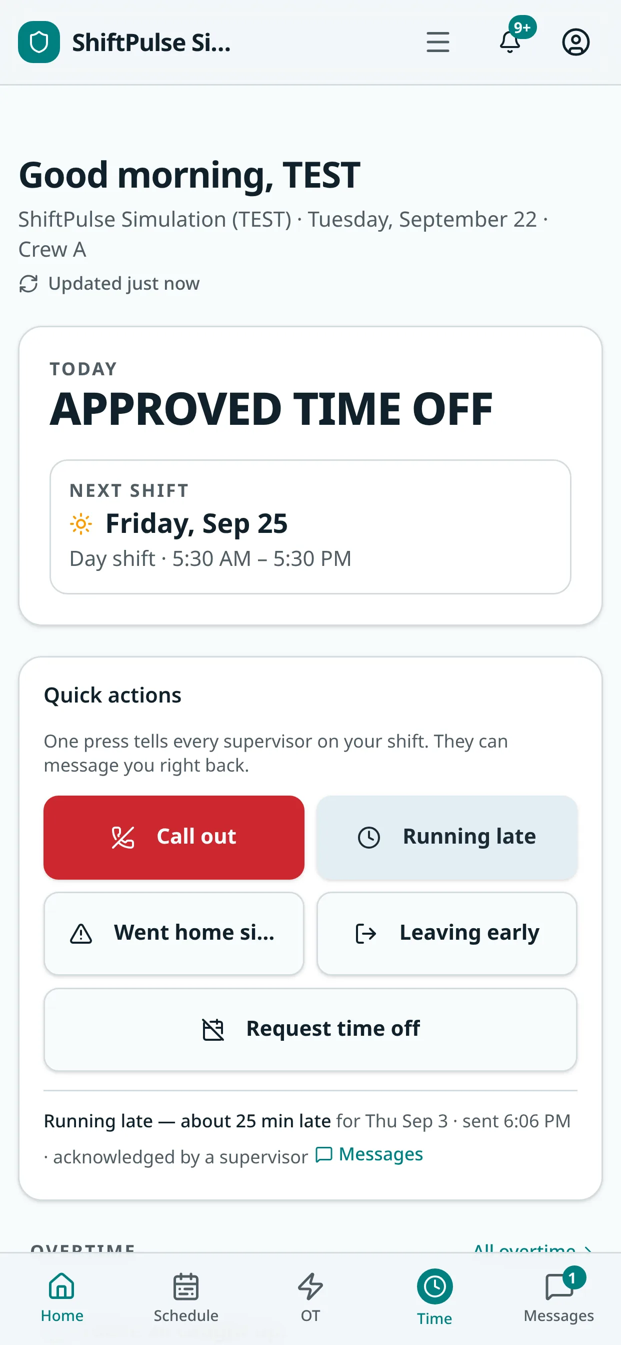 ShiftPulse app screen