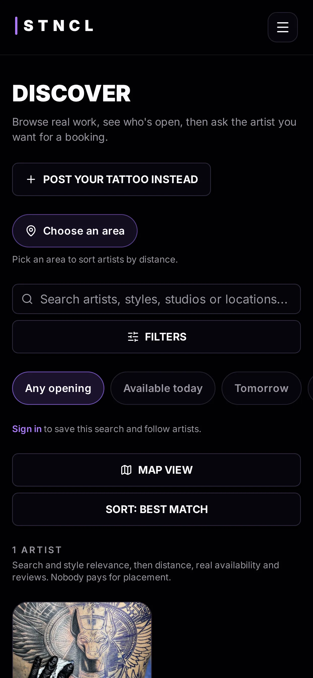 STNCL app screen